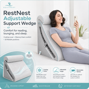 RestNest Adjustable Bed Wedge Pillow with Bolster | Cooling Knit Cover, 20 Flexible Positions, Memory Foam Comfort Support