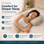 CloudLike Contour Sleep Pillow | Ergonomic Memory Foam Neck Support Pillow for Back and Side Sleepers