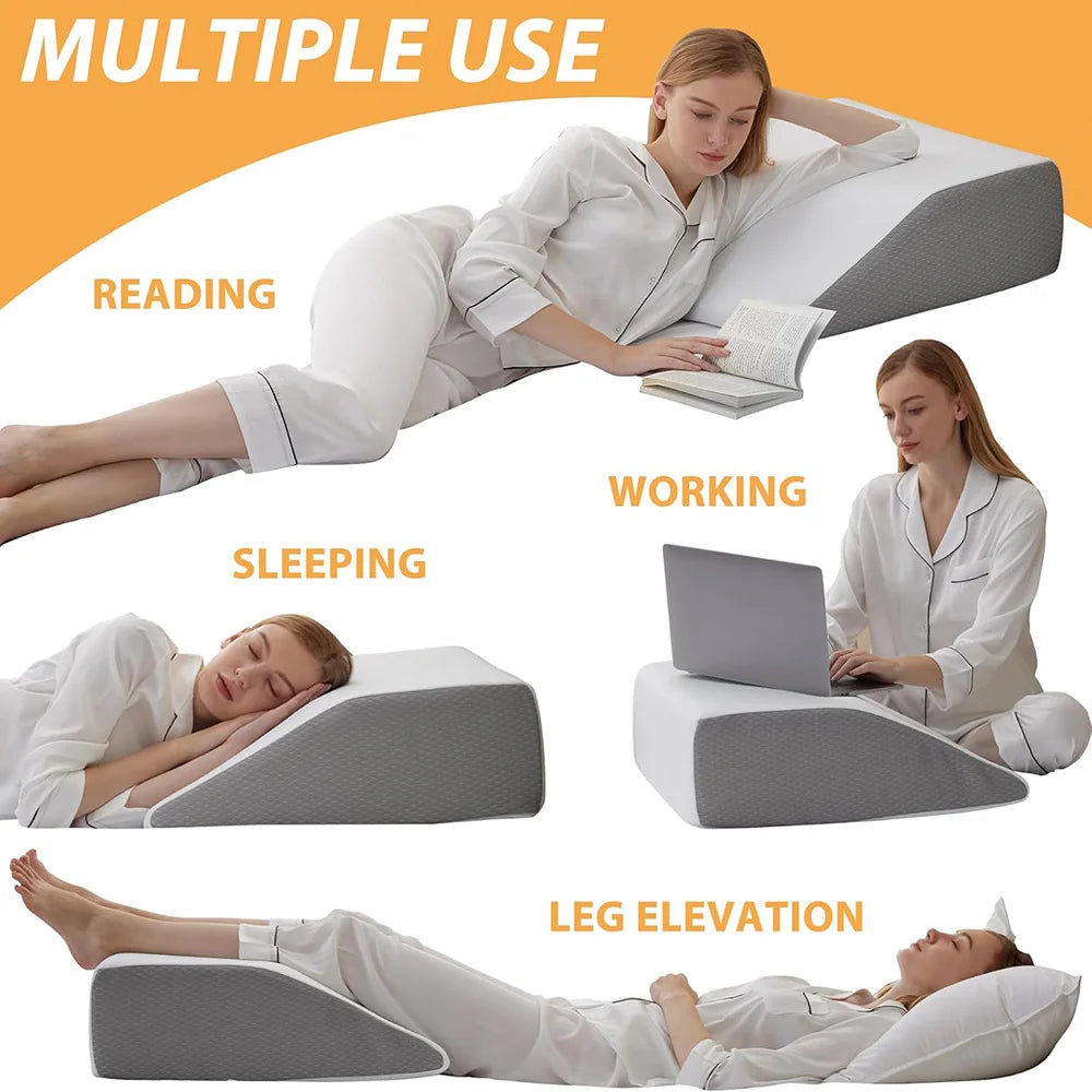 Elevate Your Comfort: 8-Inch Memory Foam Leg Wedge Pillow for Restful Sleep and Relaxation