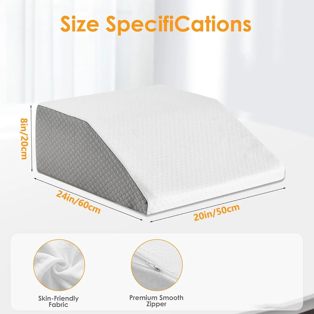 Elevate Your Comfort: 8-Inch Memory Foam Leg Wedge Pillow for Restful Sleep and Relaxation