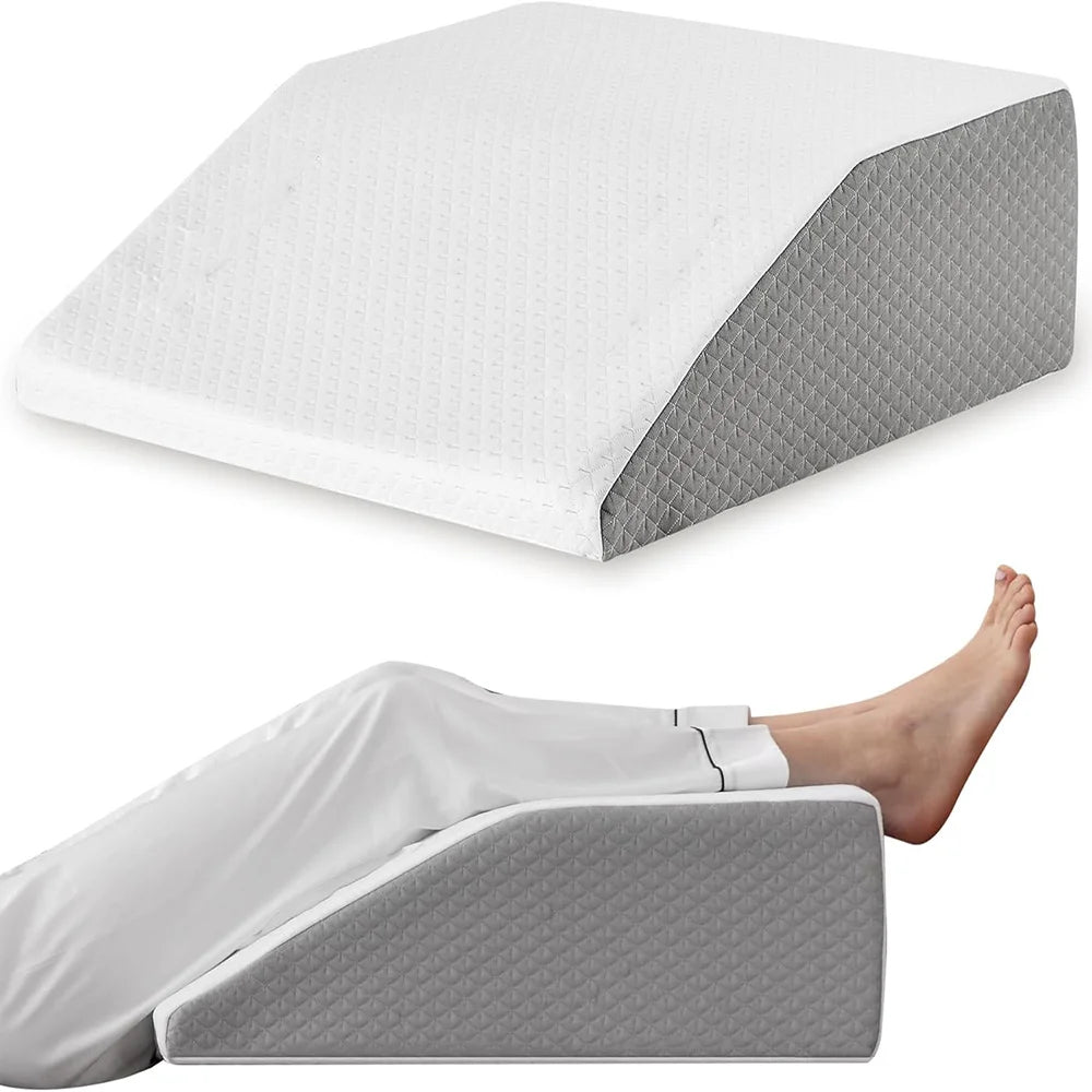 Elevate Your Comfort: 8-Inch Memory Foam Leg Wedge Pillow for Restful Sleep and Relaxation