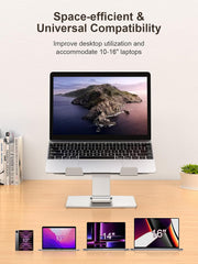 CIRYCASE Ergonomic Adjustable Laptop Stand, Aluminum Cooling Riser for Desk, Portable and Foldable Holder Compatible with MacBook Air/Pro and HP Notebooks (10-16")