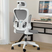 Adjustable Ergonomic Mesh Desk Chair with 2D Headrest, Flexible Lumbar Support, Foldable Armrests and Reclining Rocking Function