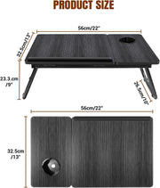 5-Level Adjustable Height Laptop Desk with Foldable Legs, Cup Slot, and Reading Holder - Versatile Bed Tray and Notebook Stand for Sofa, Terrace, and Balcony (56 x 32.5 x 23.3 cm)