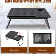 5-Level Adjustable Height Laptop Desk with Foldable Legs, Cup Slot, and Reading Holder - Versatile Bed Tray and Notebook Stand for Sofa, Terrace, and Balcony (56 x 32.5 x 23.3 cm)